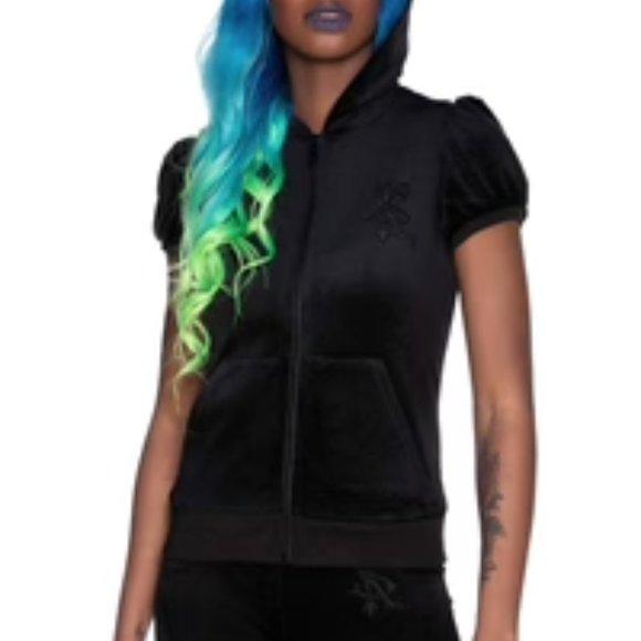 Killstar DEE-LUX VELVET HOODIE [B] - Picture 3 of 3